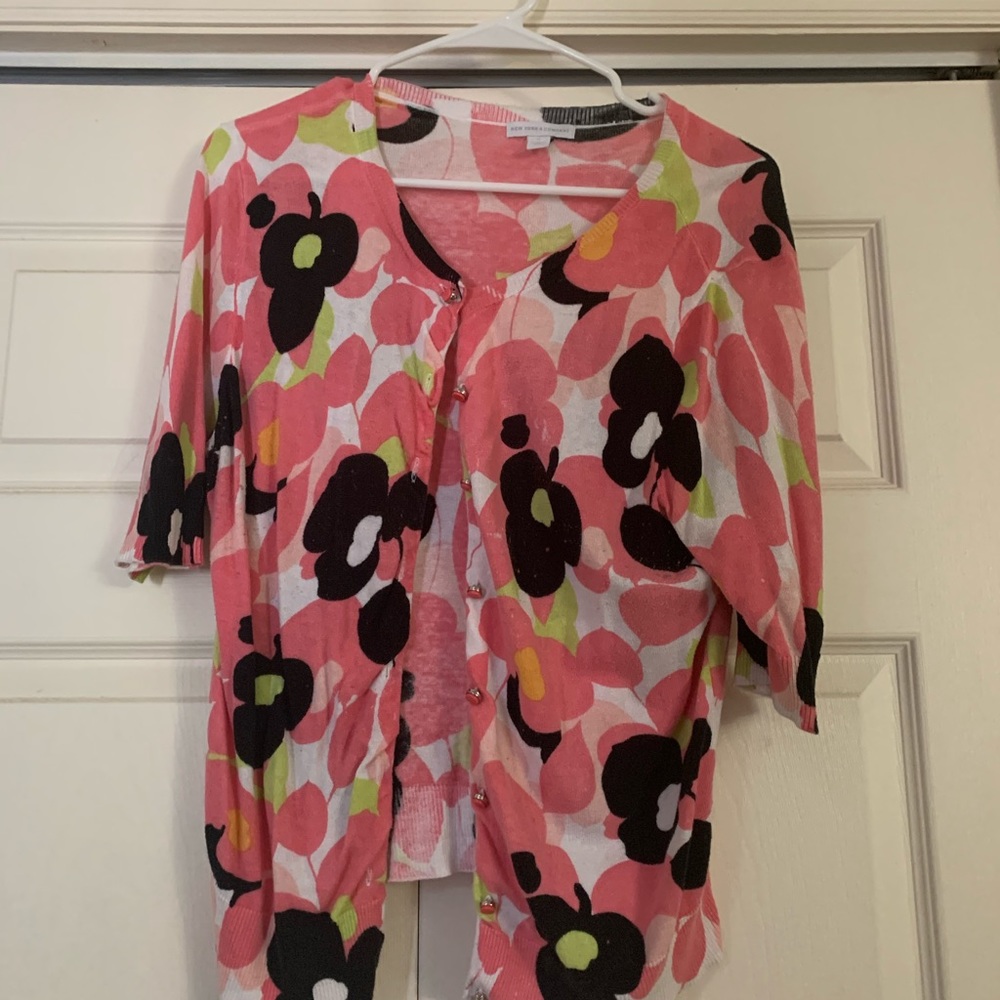 New York and company floral cardigan